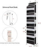 Univivi Door Hanging Organizer Nursery Closet Cabinet Baby Storage with 6 Large Compartments and 8 Side Pockets for Cosmetics, Toys and Sundries (Black)