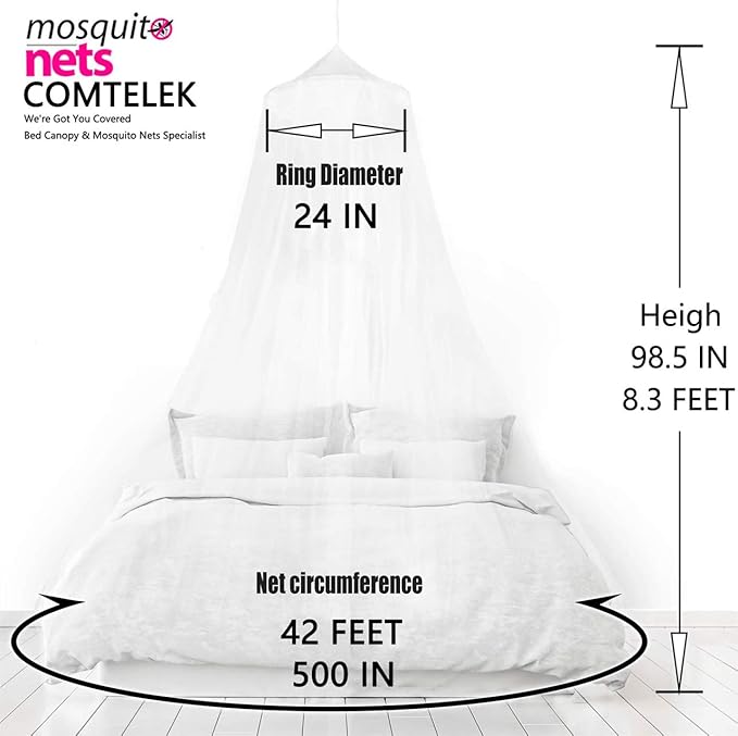 Bed Canopy with Lights,Mosquito Net Bed Canopy for Girls Canopy Bed Curtains Full Queen Size from Ceiling,Dome Mosquito Netting Bed Tent Twin Girls Princess Canopy King Bed Decor