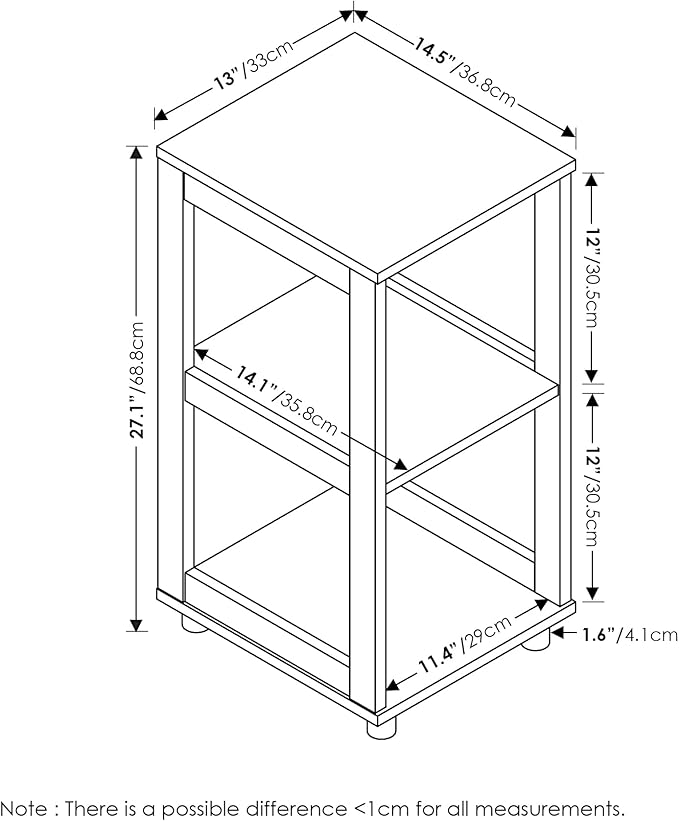 Furinno Romain 2-Tier Tall End Table, French Oak