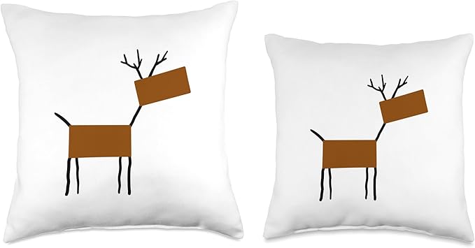 Cute Scandinavian Animals Designs Chic Deer Moose Scandinavian Elk Minimalism Reindeer Throw Pillow, 16x16, Multicolor
