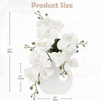 Briful Artificial Orchid White Flowers in Modern Ceramic Vase 15.7" Tall Faux Orchid Arrangement Silk Orchid Flower Fake Orchid Centerpiece for Home Office Room Wedding Table Décor