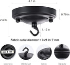 Upgraded Version 4.1Inch Light Canopy Kit Black, Chandelier Hook with Mounting Hardware, Iron Ceiling Canopy Kit for Pendant Light, Ceiling Hooks Cover Plate, Easy to Install, Varied Sizes