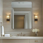 ANDY STAR 48x36 Inch Brushed Nickel Bathroom Mirror, Rounded Rectangle Bathroom Vanity Mirrors for Wall, Anti-Rust SUS304, Seamless Tube Metal Frame, 1’’ Deep Wall Mounted Vertically/Horizontal