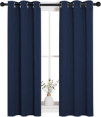 NICETOWN Blackout Draperies Curtains, All Season Thermal Insulated Solid Grommet Top Blackout Curtains/Drapes for Kid's Room (Navy, 1 Pair, 29 x 45 Inch)