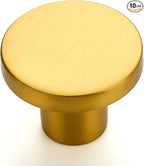 Ravinte 10 Pack Cabinet Knobs Gold Kitchen Cabinet Knobs Round Dresser Drawer Pulls Closet Door Pulls 1-1/5 Inch