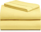 LuxClub 3 PC Sheet Set Bed Sheets Deep Pockets 16" Eco Friendly Wrinkle Free Cooling Machine Washable Hotel Bedding Silky Soft - Lemon Twin