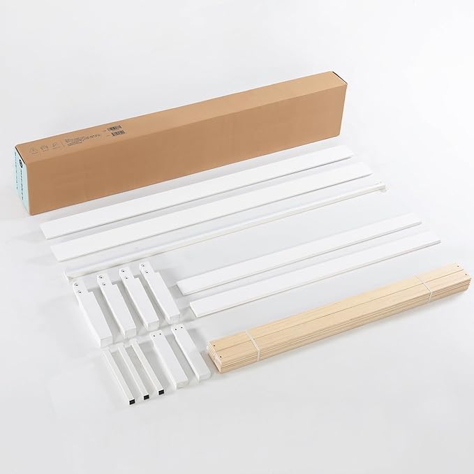 Mellow Naturalista Classic 16 Inch Solid Wood Platform Bed with Wooden Slats, White, Full