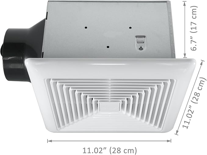 BV LED Bathroom Exhaust Fan With Light 90CFM - 0.8 Sones, Ultra Quiet, 800lm | Bathroom Vent Fan 3000K/4000K/5000K, Covers up to 80-90 Sq. Ft. | 4 Inch Duct Collar, Easy Install & Replace