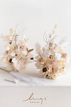 Ling's moment Christmas Decor, 41" Tall Fall Free Standing Artificial Flowers Arrangements 2pcs Wedding Arch Altar Stage Decorations White Beige for Ceremony Reception Rose Fake Floral Party