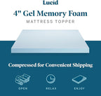 LUCID 4 Inch Gel Memory Foam Mattress Topper-Ventilated Design-Ultra Plush-King