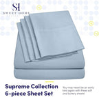 Full Size Bed Sheets - 6 Piece 1500 Supreme Collection Fine Brushed Microfiber Deep Pocket Full Sheet Set Bedding - 2 Extra Pillow Cases, Great Value, Full, Misty Blue