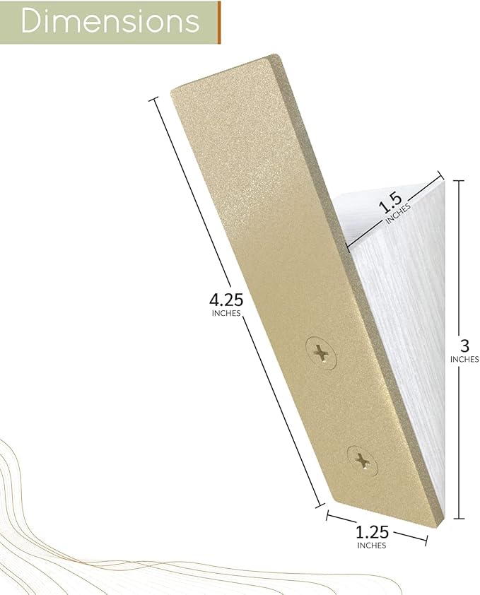Homeforia Gold Wall Coat Hooks, High End White Wood & Gold Metal Wall Mounted Clothing Hook, Mid-Century Modern Clothes Hooks, Heavy Duty Wooden Hook for Hanging Coats, Hats, Towels & More, Set of 3