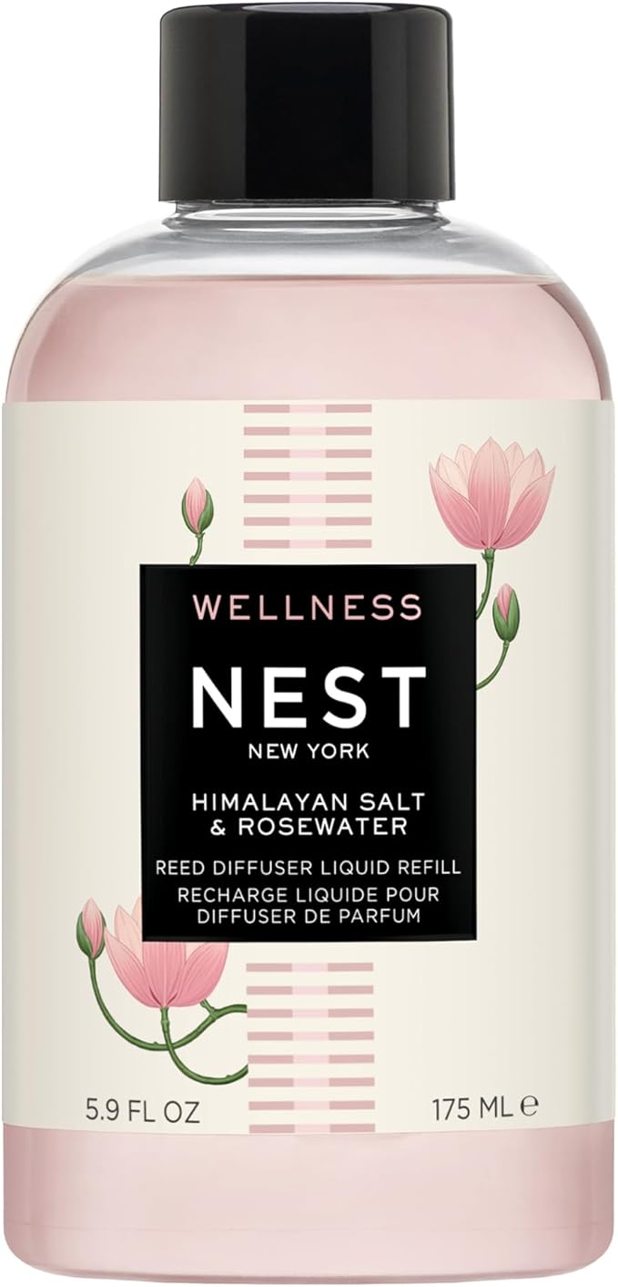 NEST New York Reed Diffuser Liquid Refill, Himalayan Salt & Rosewater - 5.9 fl oz - Fragrance for Up to 90 Days - Flame Free