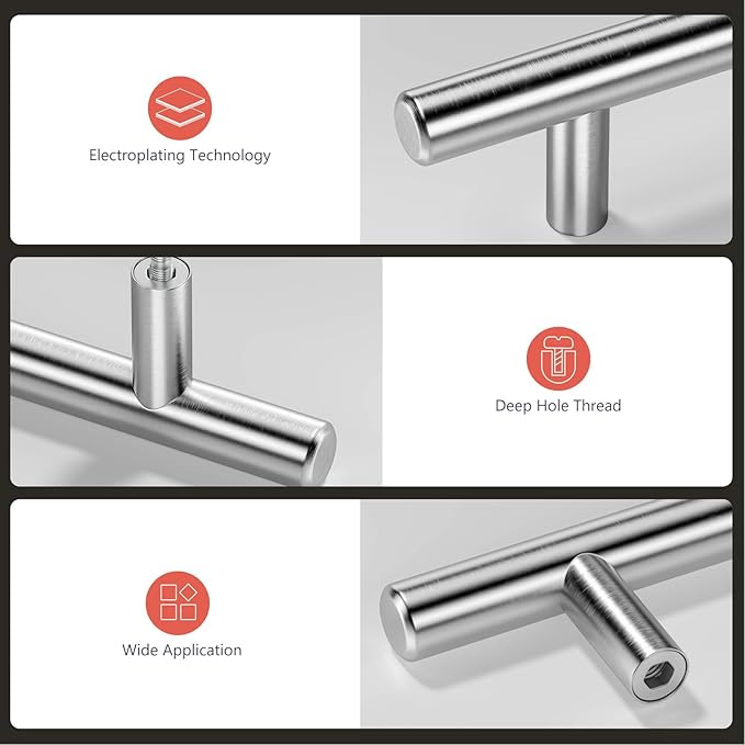 homdiy Kitchen Cabinet Handles Brushed Nickel Drawer Pulls 40 Pack 4in (102mm) Hole Centers Cabinet Pulls Brushed Nickel Cabinet Pulls Cupboard Handles Drawer Handles