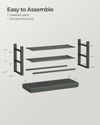 SONGMICS Shoe Bench, Storage Bench, Entryway Bench with Cushion, Shoe Shelf with Seat, Space-Saving, Modern Style, for Living Room, Bedroom, Hallway, Forest Green and Ink Black ULBS057C01