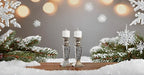 Creative Scents Schonwerk Silver Pillar Candle Holder Set of 2 - Crackled Mosaic Design - Centerpiece Table Decoration - Coffee Table Decor - Decoration Centerpiece for Living/Dining Room - Best Gift