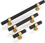 goldenwarm 10 Pack Black and Gold Cabinet Knobs Kitchen Cabinet Knobs for Dresser Drawers Black and Gold Cabinet Pulls Modern Hardware for Cupboard Bathroom,Zinc Alloy Base