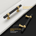 goldenwarm 10 Pack Black and Gold Cabinet Pulls 4 Inch Kitchen Cabinet Handles Black Kitchen Drawer Pulls for Dresser Bathroom Modern Hardware,Zinc Alloy Base