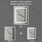 LOAAO 28X36 LED Bathroom Mirror with Lights, Anti-Fog, Dimmable, Backlit + Front Lit, Lighted Bathroom Vanity Mirror for Wall, Memory Function, Tempered Glass, Safe to Use, ETL Listed