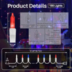 LAMPHOME 31.9FT 150-Count Red White and Blue Mini Lights,4th of July Patriotic String Light White Wire, Independence Day Lights for Indoor Outdoor Christmas Party Decor,Red White Blue