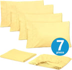 Split King Size Bed Sheets - 6 Piece 1500 Supreme Collection Fine Brushed Microfiber Deep Pocket Split King Sheet Set Bedding - 2 Extra Pillow Cases, Great Value, Split King, Pale Yellow