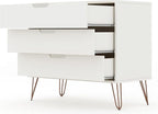 Manhattan Comfort Rockefeller 3 Drawer Dresser for Bedroom Storage, Nursery, Closet, Living Room, Entryway, TV Stand for Screens up to 32 Inches, Anti-Tip Kit Included, Set of 1, White