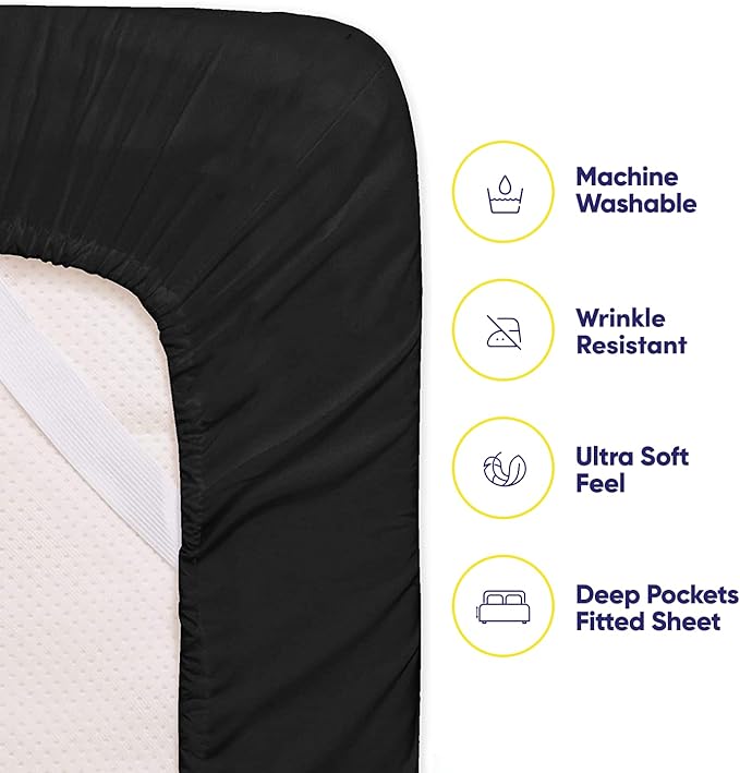 Twin XL Size Bed Sheets - 4 Piece 1500 Supreme Collection Fine Brushed Microfiber Deep Pocket Twin X-Large Sheet Set Bedding - 1 EXTRA PILLOW CASES, GREAT VALUE, Twin XL, Black