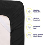 Full Size Bed Sheets - 6 Piece 1500 Supreme Collection Fine Brushed Microfiber Deep Pocket Full Sheet Set Bedding - 2 Extra Pillow Cases, Great Value, Full, Black