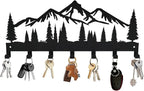 Key Holder for Wall, Metal Wall Hooks Organizer Rack with 7 Hooks for Keys, Coats, Bags – Decorative Home Decor for Entryway, Hallway, Kitchen, Living Room (12 Inches, Mountain)