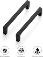 Ravinte 30 Pack Matte Black Cabinet Pulls, 3-3/4 Inch (96mm) Hole Center Slim Kitchen Handles, Square Drawer Pulls for Cabinets & Cupboards, Hardware