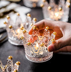 Vixdonos Votive Candle Holders Set of 6 Crown Glass Tealight Candle Holder for Wedding, Party and Home Decor (Gold Tips)