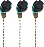 3 Pack Ceiling Fan 3 Speed 4 Wire Zing Ear ZE-268S6 Pull Chain Switch Replacement for Fan Light, Wall Lamps, Cabinet Light (Bronze)