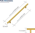 JOY DECOR 20 Pack Cabinet Handles, Gold Cabinet Pulls, 8-3/4 in Hole Center Kitchen Cabinet Handles, Stainless Steel T Bar Handles for Dresser Drawers