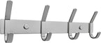Coat Rack Wall Mount – Brushed Nickel 12 Inch Stainless Steel Hook Rail with 4 Heavy Duty Double Coat Hooks – Wall Mounted Coat Hanger for Entryway, Bathroom, Bedroom, Towel, Hat Organizer