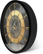 Triple Horn of Odin Decorative Wall Clock with Metal Frame, 12 Inch Viking Decor Nordic Sign Clock Scandinavic Mythology Celtic Rune Norse Pagan Clock Silent Movement Viking Gifts for Men