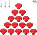 HUAMULAN 15PCS Red Glossy Ceramic Knobs Button Mushroom Round Cabinet Dresser Pulls Door Handles Cupboard Wardrobe Drawer, Dia. 1.5 inch 38mm