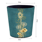 10L/2.64 Gallon Trash Can, Decorative Waste Basket, PU Leather Waste Paper Basket, Waterproof Garbage Can for Bathroom, Bedroom, Office, Kitchen and Living Room - Lotus