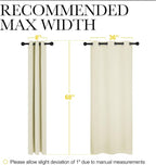 NICETOWN Kitchen Curtains for Decoration, Thermal Insulated Grommet Room Darkening Draperies/Panels for Laundry (Beige, 2 Panels, W42 x L68 inches)