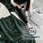 NANPIPER Throw Blanket Reversible Sherpa Flannel Blanket Super Soft Fuzzy Plush Fleece Microfiber for Bed/Couch(60"x80",Olive Green)