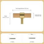 Wooden Drawer Pulls,10-Pack Beech Wood Drawer Handles Knobs,Suitable for Kitchen, Living Room, Bedroom, Bathroom and Other Scenes,Gold