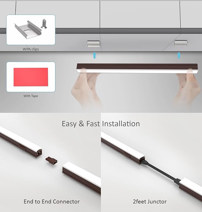 Under Cabinet Lighting Plug in, 12 Inch 1 Pc, Linkable AC120V 3CCT 3000K/4000K/5000K Ultra Slim, LED Under Cabinet Lights for Counter Light, Kitchen, Shelf, Sink, Workshop, Desk, Bronze
