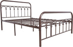 YALAXON Vintage Sturdy Full Size Metal Bed Frame with Headboard and Footboard Basic Bed Frame No Box Spring Needed，Antique Brown
