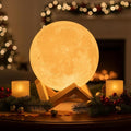 Mydethun Large Moon Lamp - 7.1" Large Thanksgiving & Christmas Table Décor, Gifts for Women and Mom, Touch-Dimmable Lamp with Wooden Base – Rechargeable Dual Color Night Light for Bedroom, Home