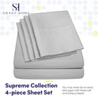 Twin XL Size Bed Sheets - 4 Piece 1500 Supreme Collection Fine Brushed Microfiber Deep Pocket Twin X-Large Sheet Set Bedding - 1 EXTRA PILLOW CASES, GREAT VALUE, Twin XL, Silver