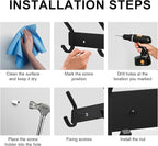 VAEHOLD Wall Hooks for Hanging, Black Coat Rack Wall Mount with 6 Coat Hooks, Towel Hanger, Hat Hooks, Robes Hook in Bathroom, Bedroom, Kitchen, Living Room (2 Pack)