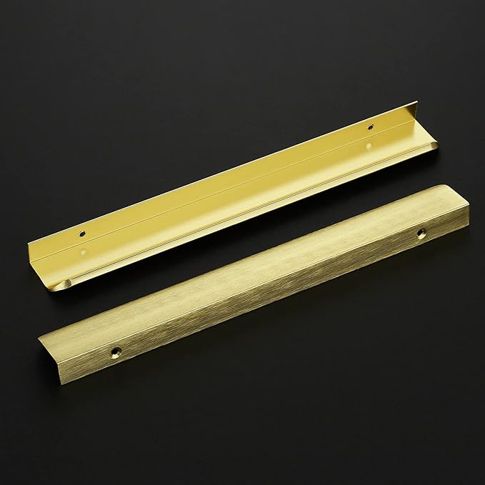 Ravinte Hardware 10 Pack Gold Cabinet Handles, 11.8 Inch (300mm) Finger Edge Pulls, 8.8 Inch Hole Center, Finger Pulls for Cabinets