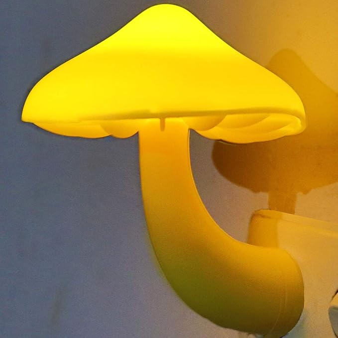 Sensor LED Night Lights for Adults Kids NightLight Cute Mushroom Night Light Plug in Wall Lamps for Bedroom, Bathroom,Toilet, Stairs, Kitchen, Hallway Corridor Warm Yellow