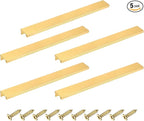 uxcell Cabinet Finger Edge Pull, 5pcs 250mm / 9.84" Aluminum Alloy Back Mount Hidden Cabinet Pulls Concealed Handle for Home Kitchen Drawer Cabinet, Gold