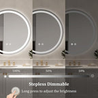 WallBeyond LED Bathroom Mirror with Lights, 28'' Round Light Up Bathroom Mirror for Wall with Front and Backlit, Anti Fog Led Mirror for Bathroom, 3 Colors and Dimmable Light