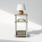 Furinno Just 3-Tier Turn-N-Tube Open Storage Nightstand, 1-Pack, Plastic Poles, Sonoma Oak/White